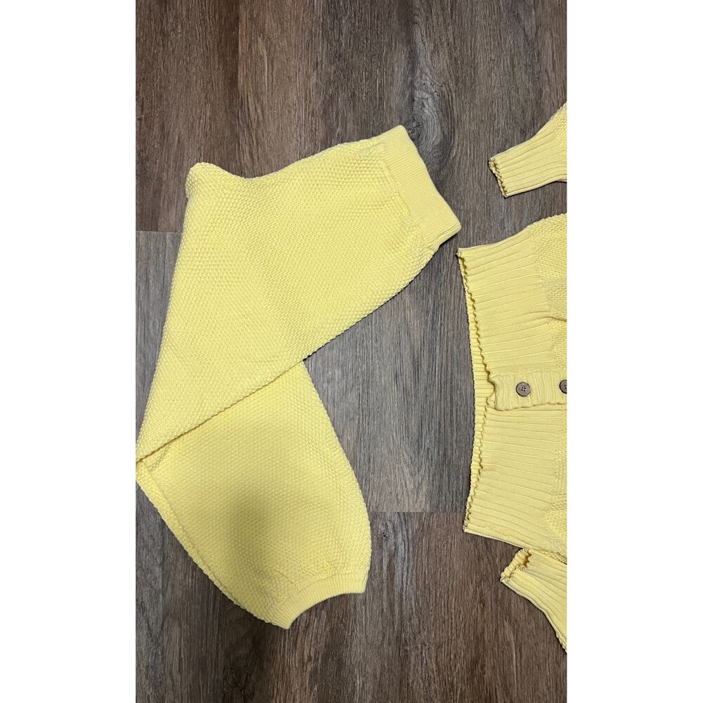 NWT FREE PEOPLE Hailee Waffle Stitch Cardigan & Pants In Yellow Tansy Sz Sm - Picture 3 of 16